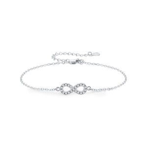 925 Sterling Silver Moissanite Infinity Bracelet 110400008