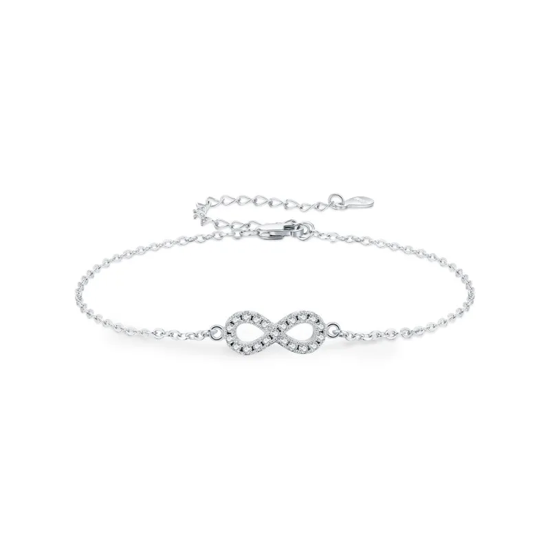 925 Sterling Silver Moissanite Infinity Bracelet 110400008