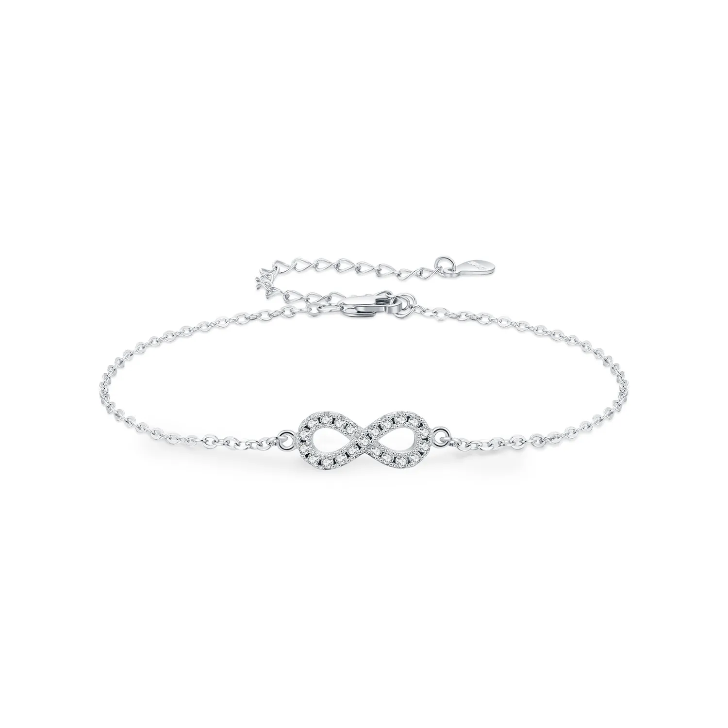 925 Sterling Silver Moissanite Infinity Bracelet 110400008