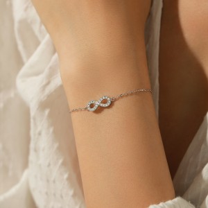 925 Sterling Silver Moissanite Infinity Bracelet 110400008