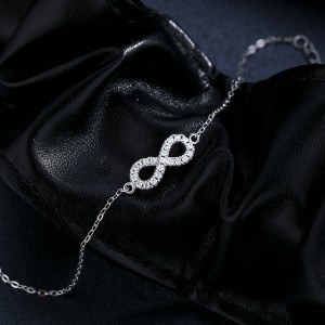 925 Sterling Silver Moissanite Infinity Bracelet 110400008