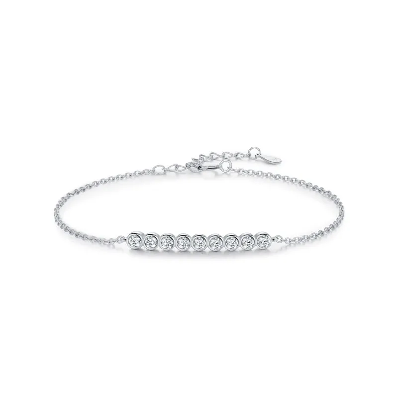925 Sterling Silver Trendy Moissanite Line Bracelet 110400011