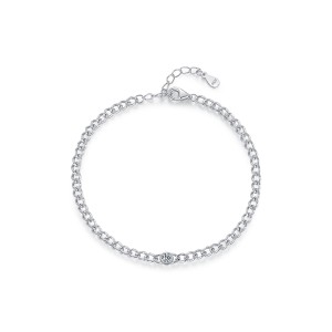 925 Sterling Silver Minimalist Moissanite Chain Bracelet 110400012