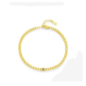 925 Sterling Silver Minimalist Moissanite Chain Bracelet 110400012