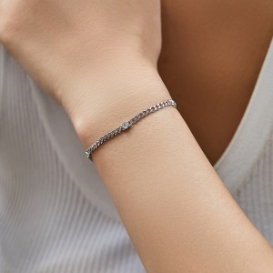 925 Sterling Silver Moissanite Chain Bracelet 110400013
