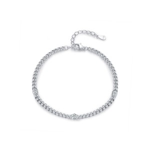925 Sterling Silver Moissanite Chain Bracelet 110400013