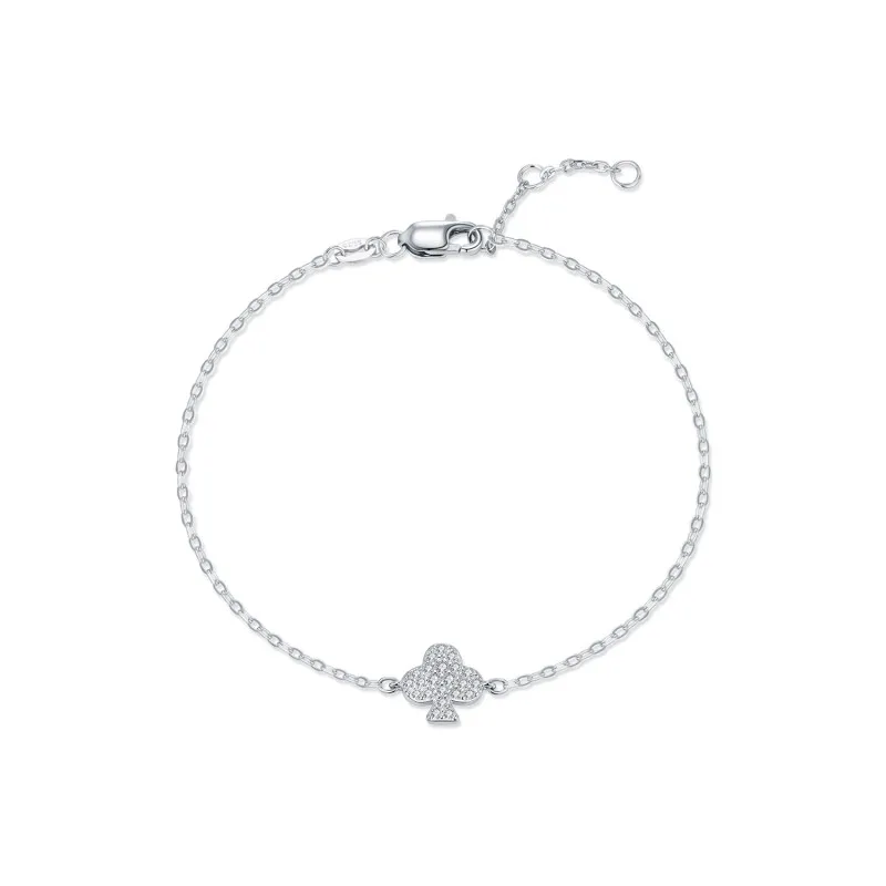 925 Sterling Silver Moissanite Pave Club Suit Bracelet