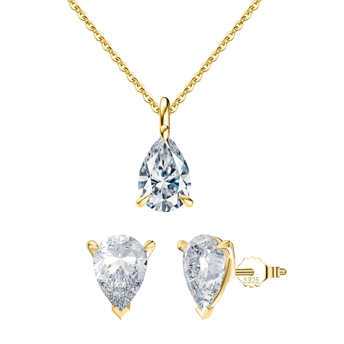 925 Sterling Silver Teardrop Moissanite Jewelry Set 110600001 925 Sterling Silver Teardrop Moissanite Jewelry Set 110600001