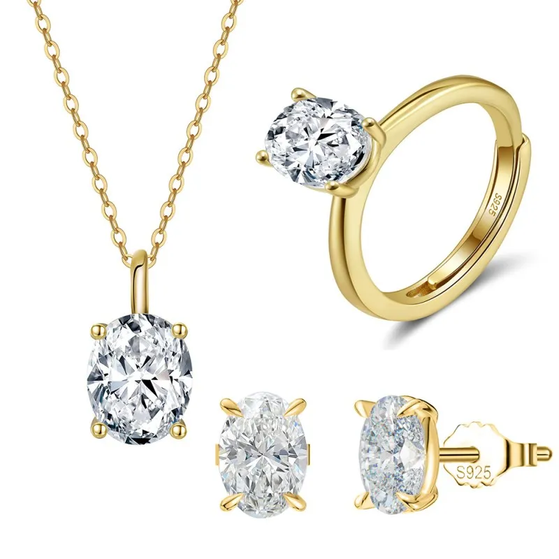 925 Sterling Silver Oval Moissanite Jewelry Set 110600002