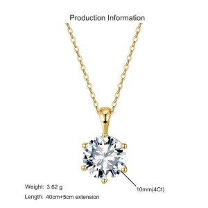 925 Sterling Silver Six Prong Round Moissanite Jewelry Set 110600003