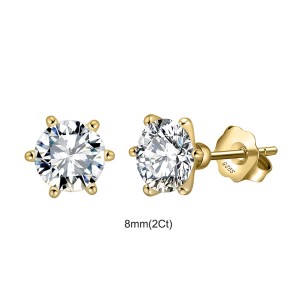 925 Sterling Silver Six Prong Round Moissanite Jewelry Set 110600003