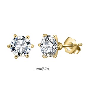 925 Sterling Silver Six Prong Round Moissanite Jewelry Set 110600003