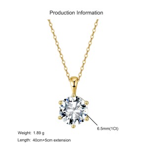 925 Sterling Silver Six Prong Round Moissanite Jewelry Set 110600003