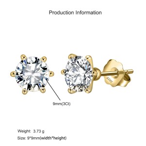 925 Sterling Silver Six Prong Round Moissanite Jewelry Set 110600003