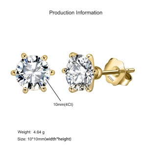 925 Sterling Silver Six Prong Round Moissanite Jewelry Set 110600003