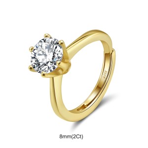 925 Sterling Silver Six Prong Round Moissanite Jewelry Set 110600003