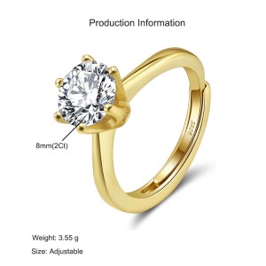 925 Sterling Silver Six Prong Round Moissanite Jewelry Set 110600003