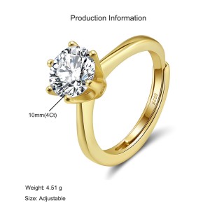 925 Sterling Silver Six Prong Round Moissanite Jewelry Set 110600003