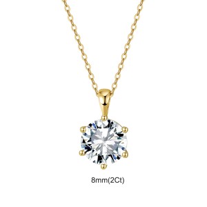 925 Sterling Silver Six Prong Round Moissanite Jewelry Set 110600003