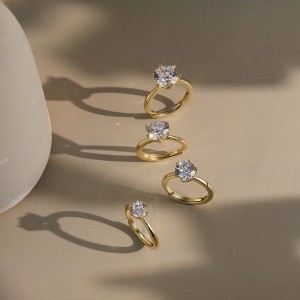 925 Sterling Silver Six Prong Round Moissanite Jewelry Set 110600003