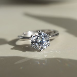 925 Sterling Silver Six Prong Round Moissanite Jewelry Set 110600003