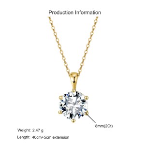 925 Sterling Silver Six Prong Round Moissanite Jewelry Set 110600003