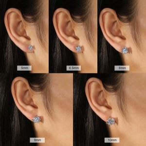 925 Sterling Silver Six Prong Round Moissanite Jewelry Set 110600003