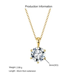 925 Sterling Silver Six Prong Round Moissanite Jewelry Set 110600003