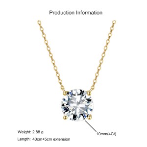 925 Sterling Silver Four Prong Round Moissanite Jewelry Set 110600004