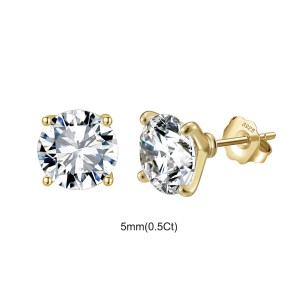 925 Sterling Silver Four Prong Round Moissanite Jewelry Set 110600004