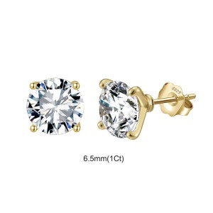 925 Sterling Silver Four Prong Round Moissanite Jewelry Set 110600004