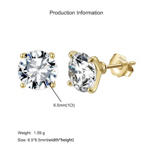 925 Sterling Silver Four Prong Round Moissanite Jewelry Set 110600004