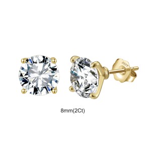 925 Sterling Silver Four Prong Round Moissanite Jewelry Set 110600004