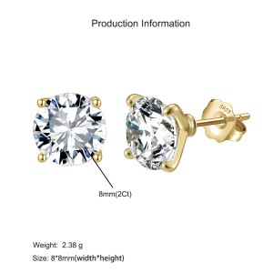 925 Sterling Silver Four Prong Round Moissanite Jewelry Set 110600004