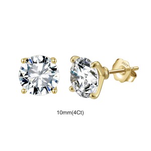 925 Sterling Silver Four Prong Round Moissanite Jewelry Set 110600004