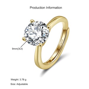 925 Sterling Silver Four Prong Round Moissanite Jewelry Set 110600004