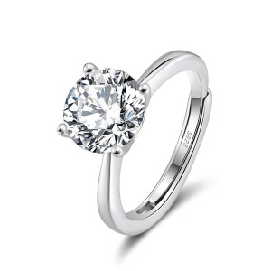 925 Sterling Silver Four Prong Round Moissanite Jewelry Set 110600004