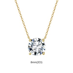 925 Sterling Silver Four Prong Round Moissanite Jewelry Set 110600004