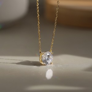 925 Sterling Silver Four Prong Round Moissanite Jewelry Set 110600004