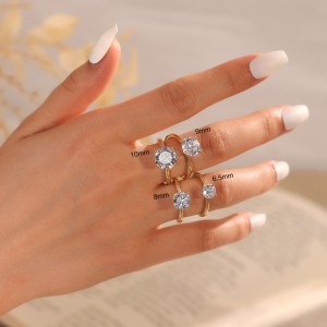 925 Sterling Silver Four Prong Round Moissanite Jewelry Set 110600004