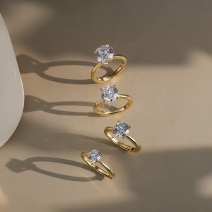 925 Sterling Silver Four Prong Round Moissanite Jewelry Set 110600004