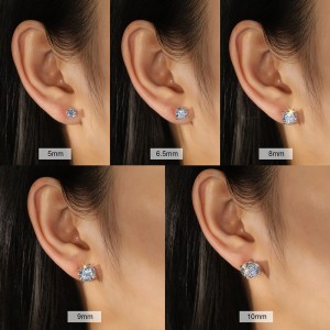 925 Sterling Silver Four Prong Round Moissanite Jewelry Set 110600004