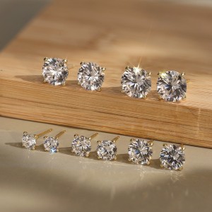 925 Sterling Silver Four Prong Round Moissanite Jewelry Set 110600004