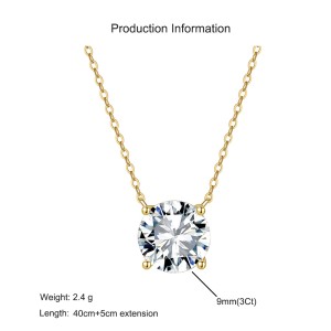 925 Sterling Silver Four Prong Round Moissanite Jewelry Set 110600004