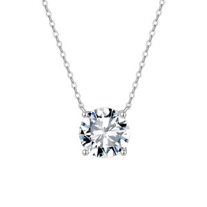 925 Sterling Silver Four Prong Round Moissanite Jewelry Set 110600004