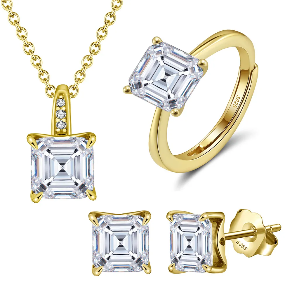 925 Sterling Silver Asscher-Cut Moissanite Jewelry Set 110600005 925 Sterling Silver Asscher-Cut Moissanite Jewelry Set 110600005