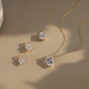 925 Sterling Silver Asscher-Cut Moissanite Jewelry Set 110600005 925 Sterling Silver Asscher-Cut Moissanite Jewelry Set 110600005