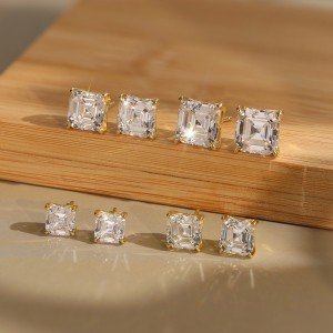 925 Sterling Silver Asscher-Cut Moissanite Jewelry Set 110600005 925 Sterling Silver Asscher-Cut Moissanite Jewelry Set 110600005