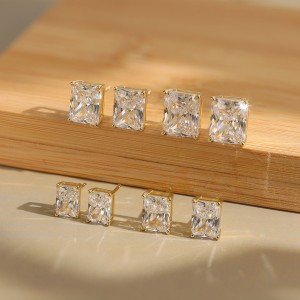 925 Sterling Silver Princess-Cut Moissanite Jewelry Set 110600006