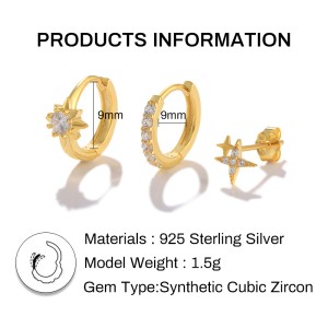 3pcs Silver Cubic Zirconia Earring Set 140100003